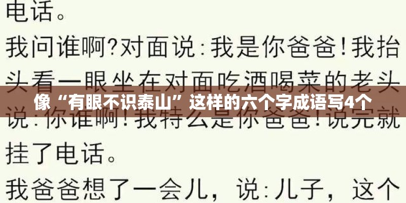像“有眼不识泰山”这样的六个字成语写4个