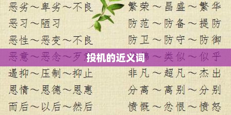 投机的近义词 投机的近义词
