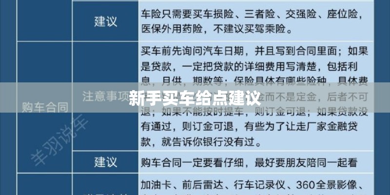 新手买车给点建议 新手买车给点建议