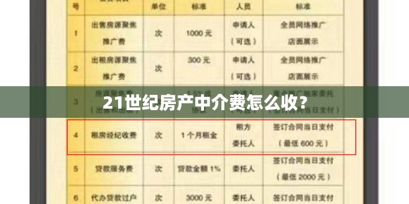 21世纪房产中介费怎么收？