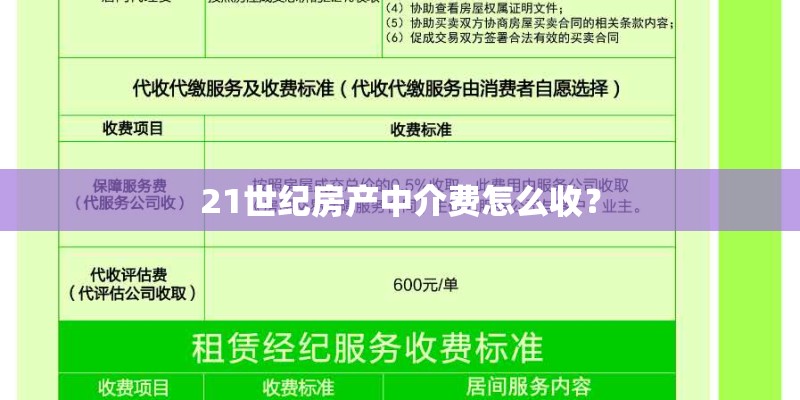21世纪房产中介费怎么收？