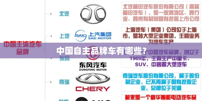 中国自主品牌车有哪些? 中国自主品牌车有哪些?